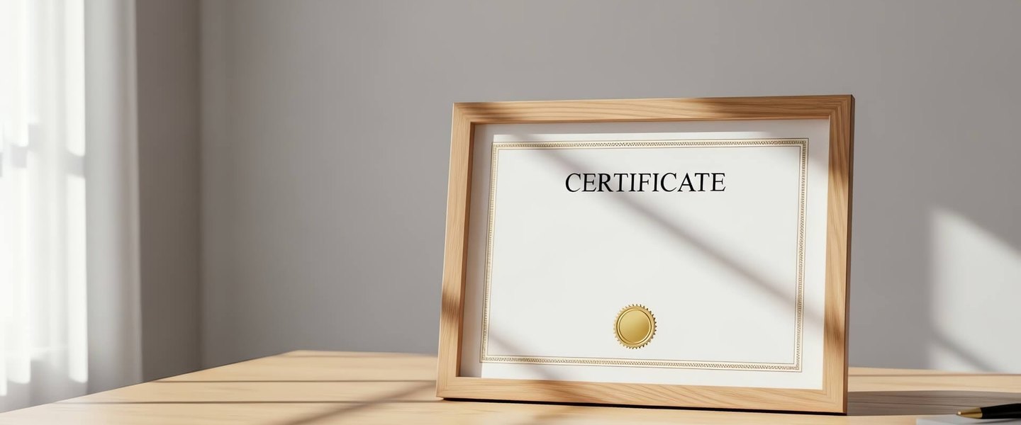 Certifications and credentials Framed professional certificate representing Paul Gaston's credentials