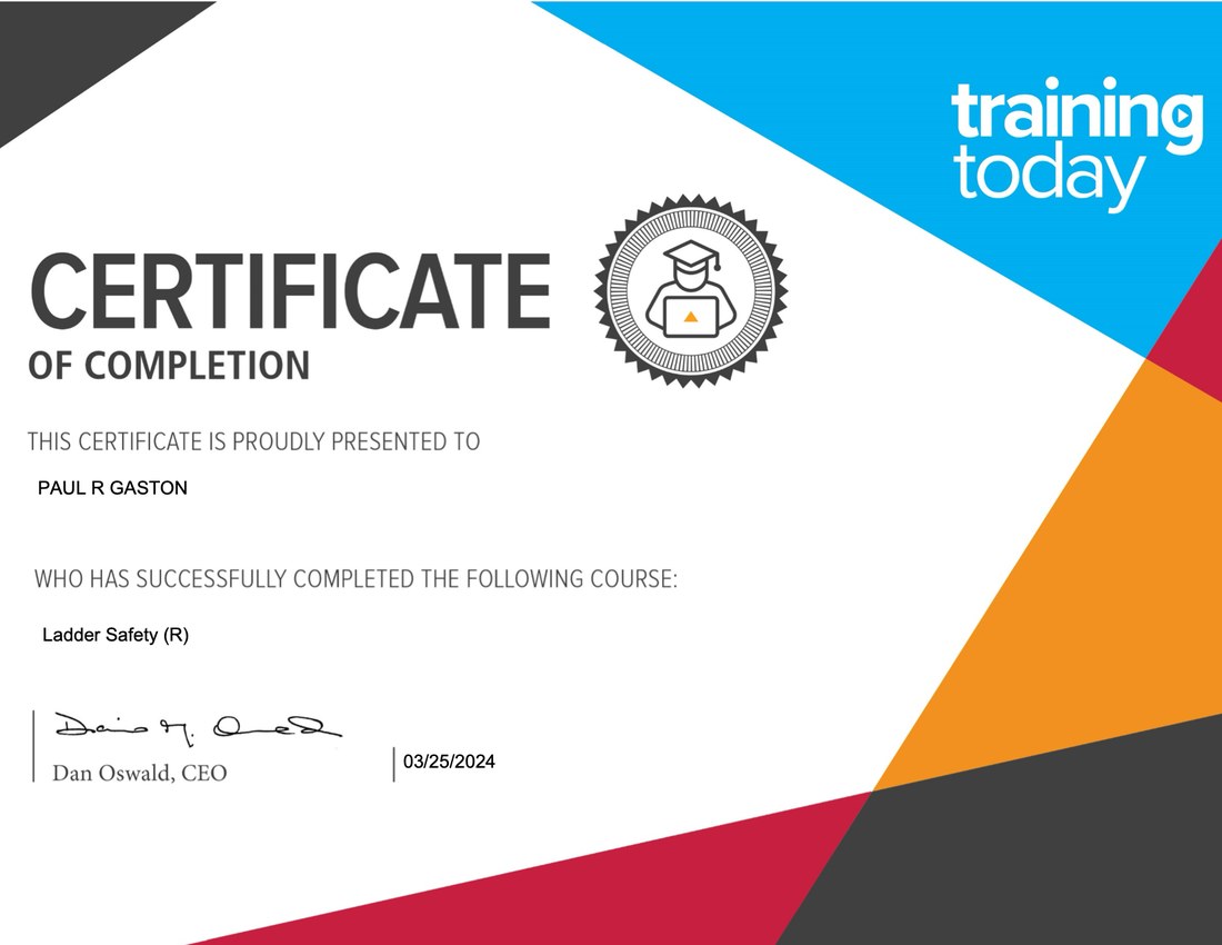 Ladder Safety certificate