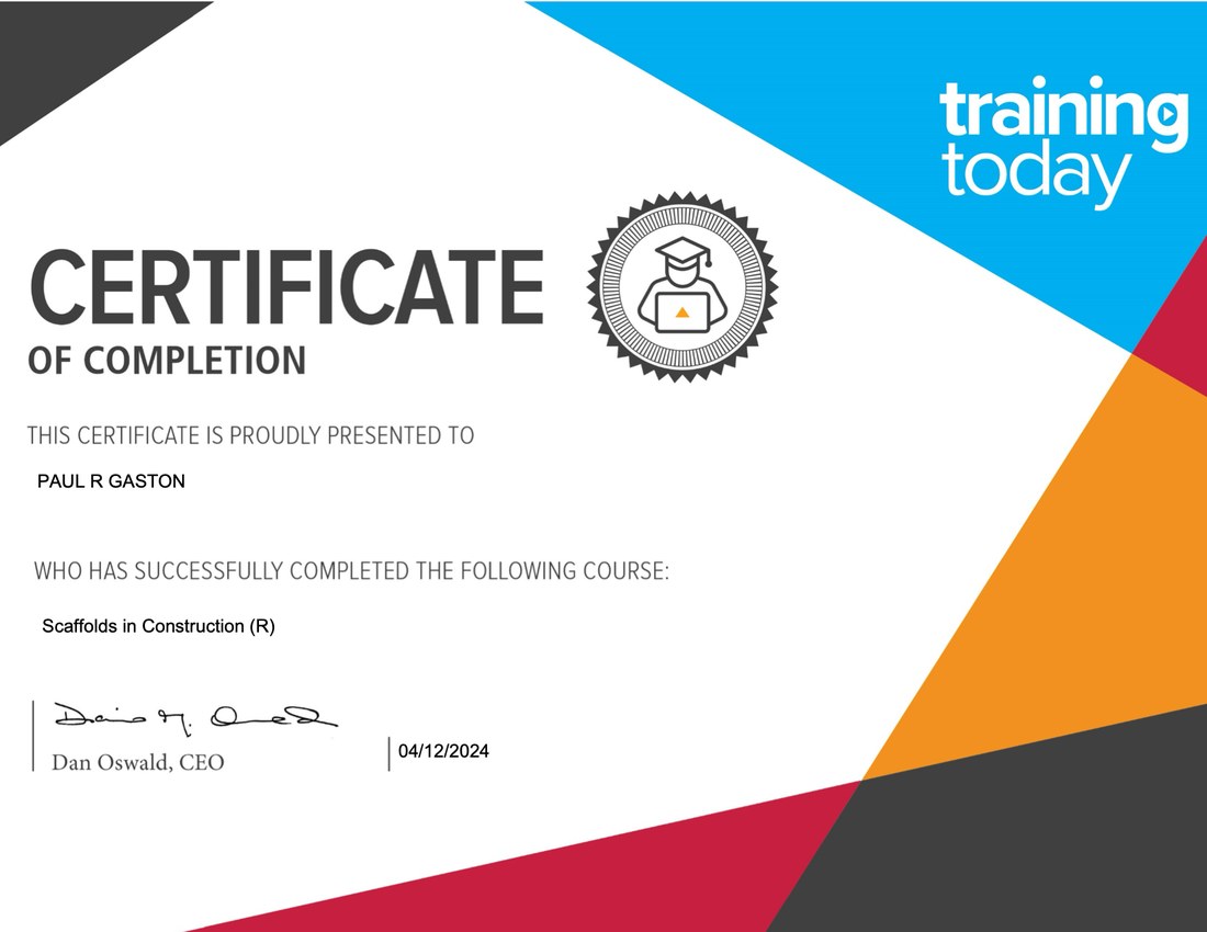 Scaffolds in Construction certificate